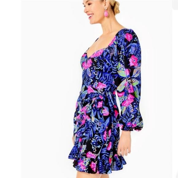 Lilly Pulitzer Lila Long Sleeve Dress in Onyx Earned Stripes - Picture 2 of 4